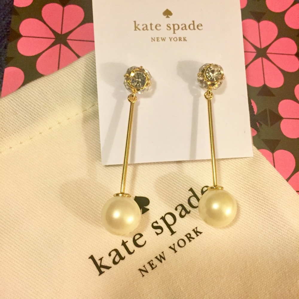 ♠️KATE SPADE♠ Lady Marmalade Linear Pearl Earrings - Picture 8 of 8